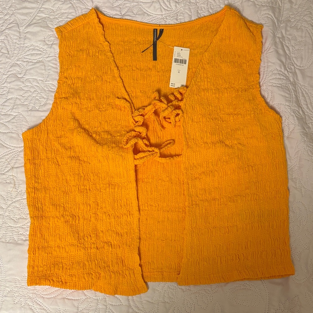 NEW! By Anthropologie Front Tie Puckered Tank Top